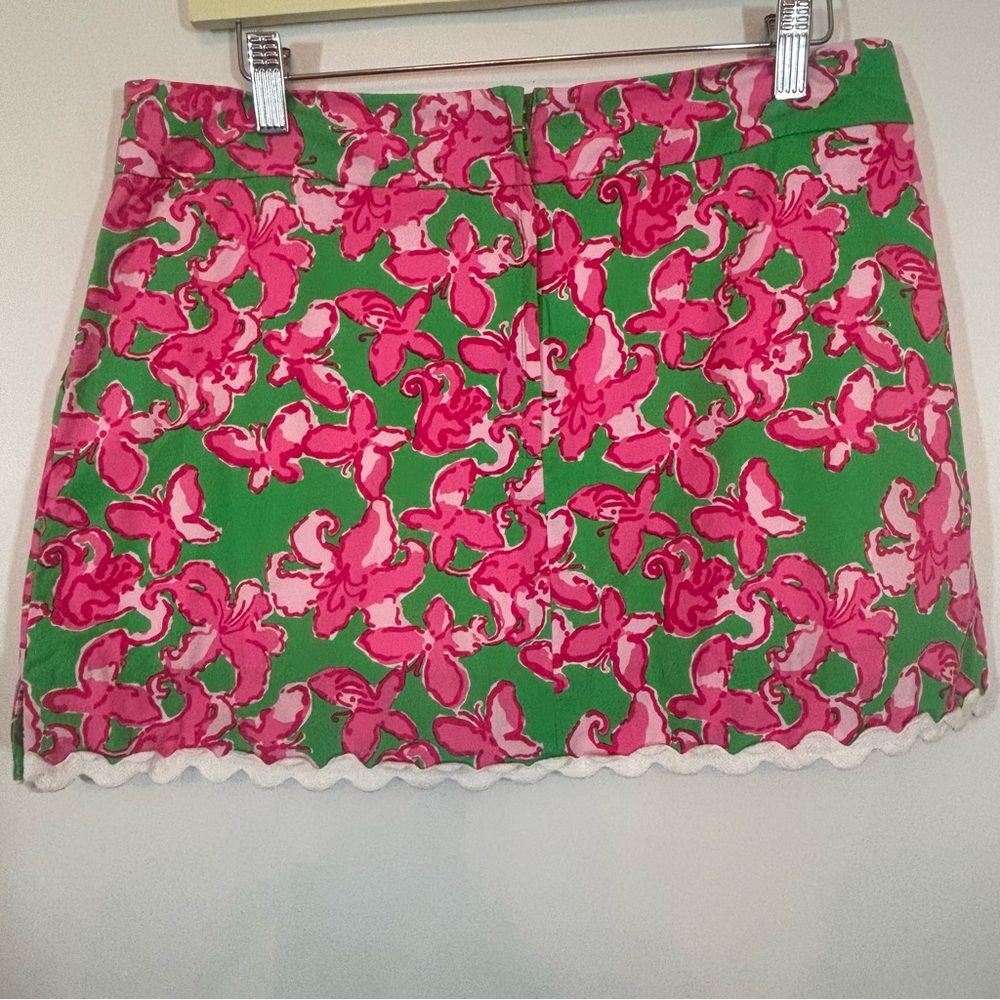 Lilly Pulitzer Jarvey Cotton Skort Skirt Sz 6 Pink Green All a Flutter Ric Rac - Picture 7 of 11
